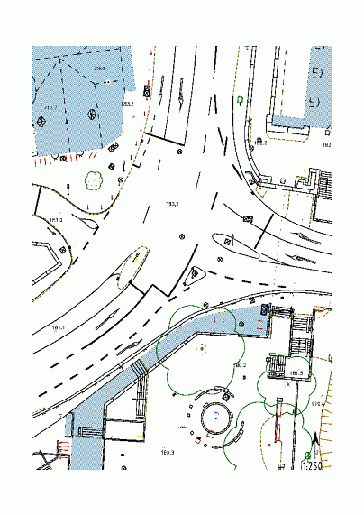 Digitale topographische Stadtkarte, Ansicht von oben auf den Rudolphsplatz © Universitätsstadt Marburg