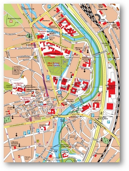 Stadtplan Stadt Ausschnitt © Universitätsstadt Marburg