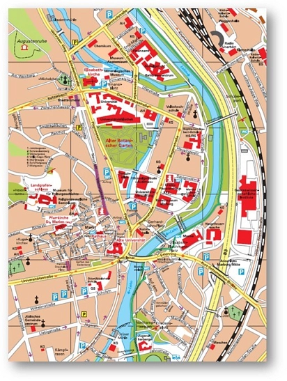 Stadtplan Stadt 2022 Ausschnitt Stadtplan Stadt Ausschnitt © Universitätsstadt Marburg